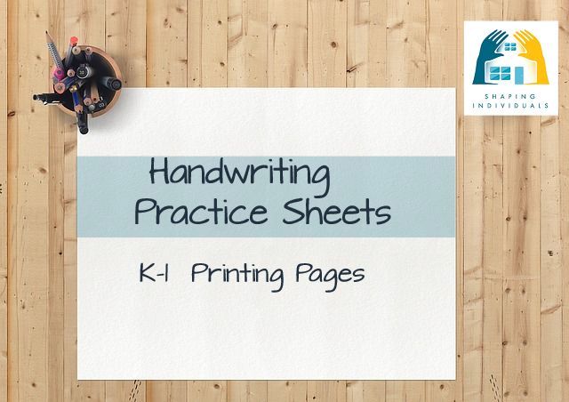 Manuscript K-1 Handwriting Practice Sheets from www.design-your-homeschool.com