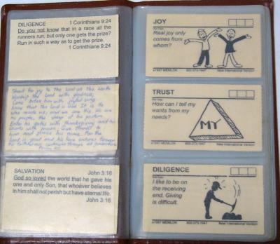 Memorization cards in business card holder