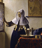 young woman with a water pitcher, vermeer
