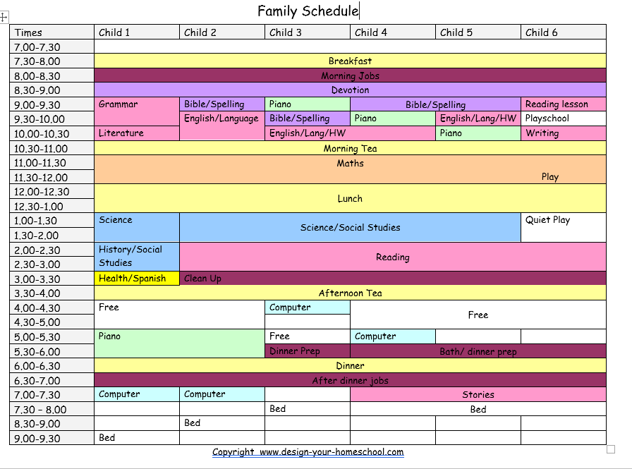 homeschool schedules examples from other homeschool families create your own schedule